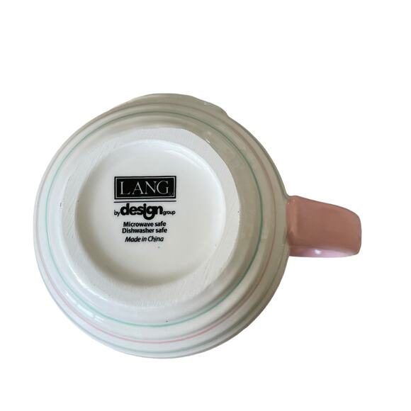 LANG Hand Painted SANTA Mug With Pink And Green Stripes Holiday Classic NEW - Picture 8 of 10